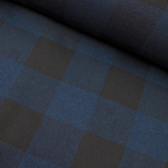 Mantelstof - Wilma hokje zwart marine