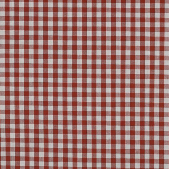 Katoen - Vichy ruit terracotta (10mm)