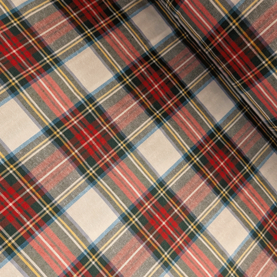 Katoen 280cm - Schotse ruit wit