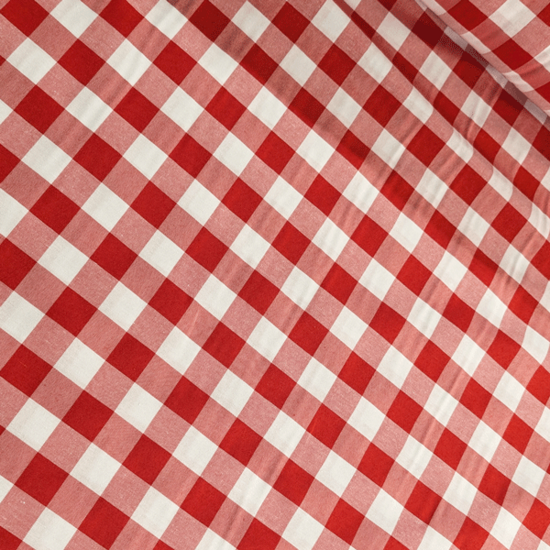 Katoen 280cm - Vichy ruit rood (29mm)