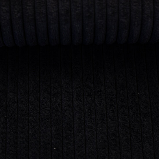 Ribfluweel deco - brede rib zwart