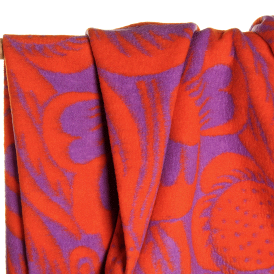 Mantelstof - Purple & orange flower wool