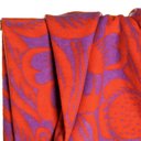 Mantelstof - Purple & orange flower wool