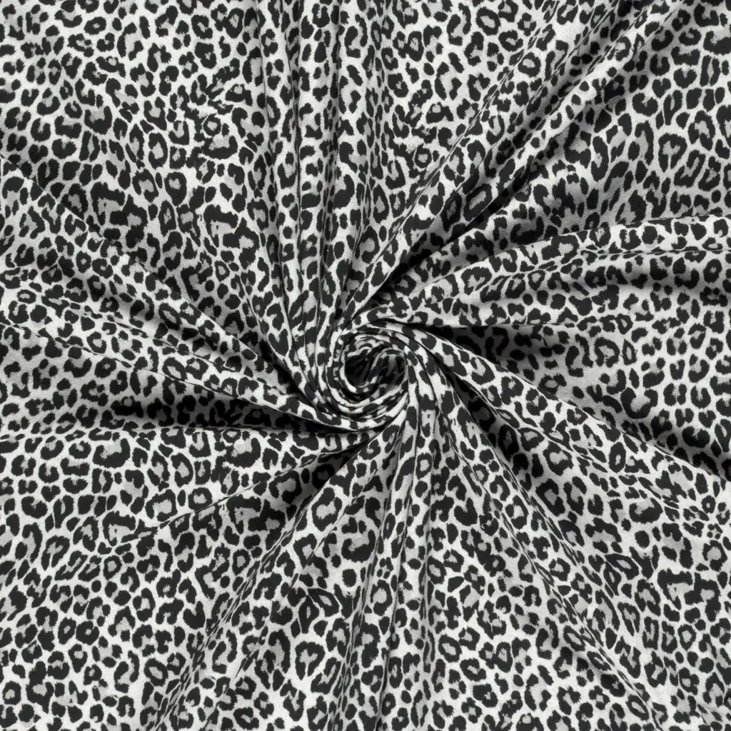 French terry - Leopard grijze tint