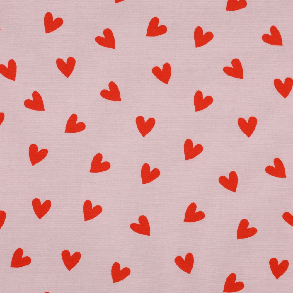 Flanel - Roze met hartjes