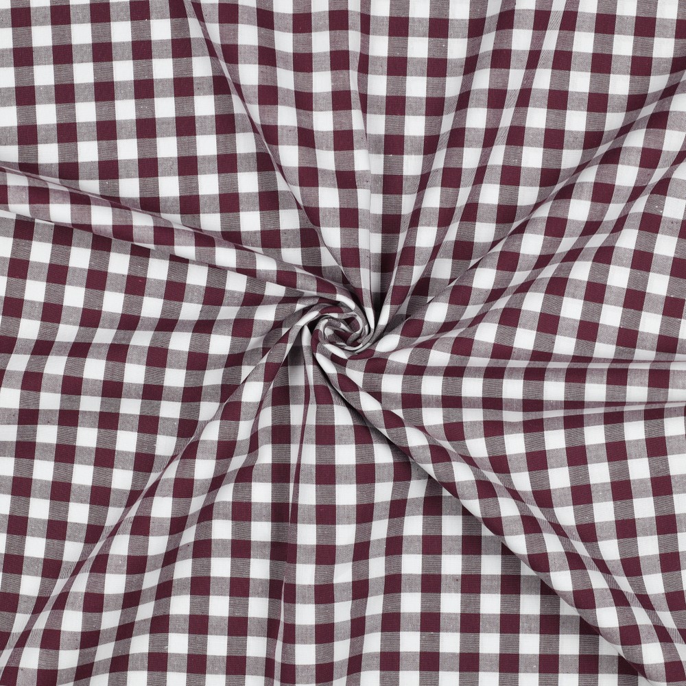 Katoen - vichy ruit aubergine (3mm)