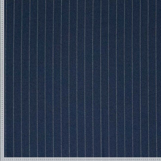 Bamboo broekstof - Blauw met grijze krijtstreep