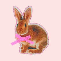 Applicatie - konijn met roze strikje