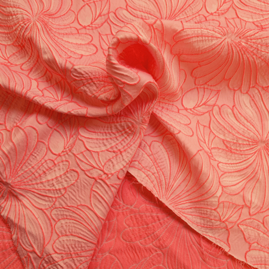 Jacquard - Roze bloemen fluo