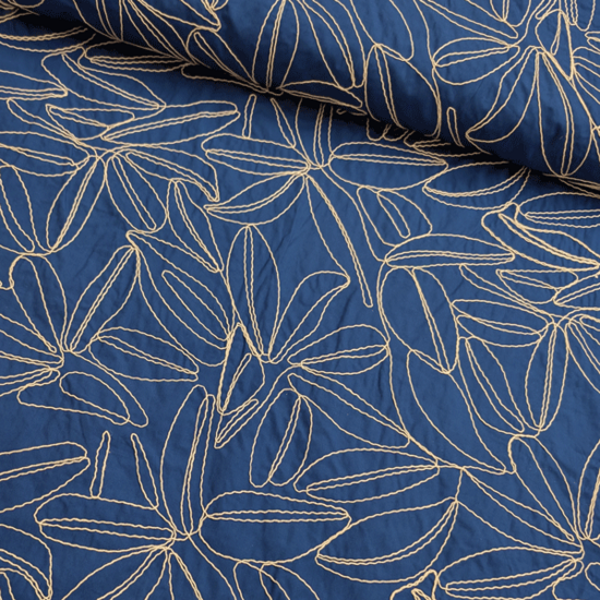 Katoen - Blauw met wit geborduurd fi