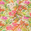 Linnen viscose - Vlinders op bloemen beige