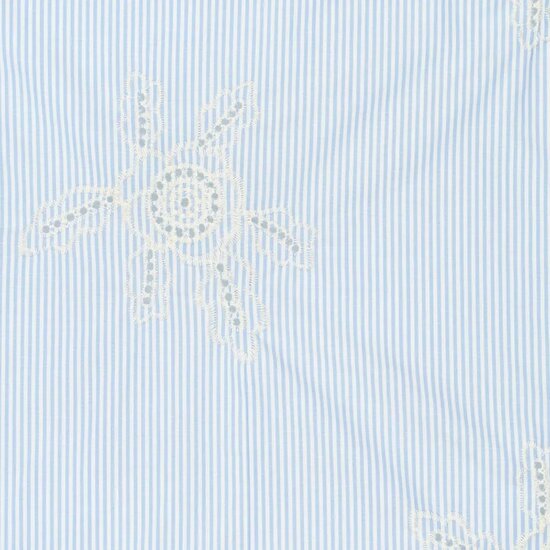 Broderie - Blauw gestreept met grote bloem