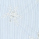 Broderie - Blauw gestreept met grote bloem