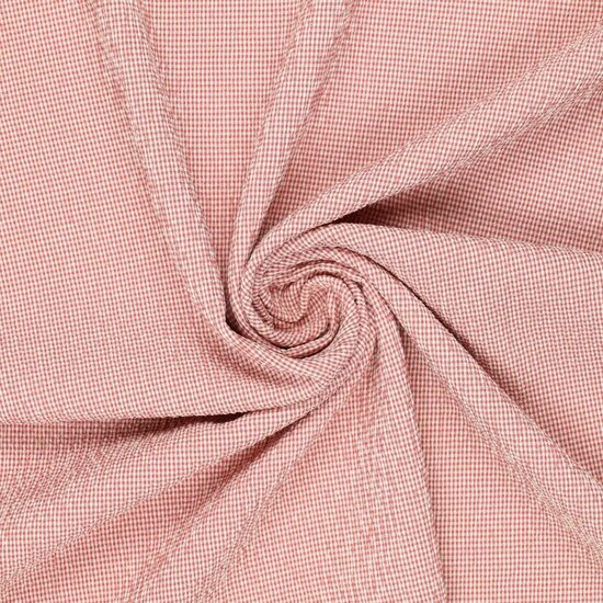 Damesstof - Crinckle vichy zachtroest