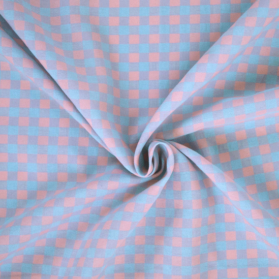 Katoen - Vichy lichtroze en lichtblauw 6
