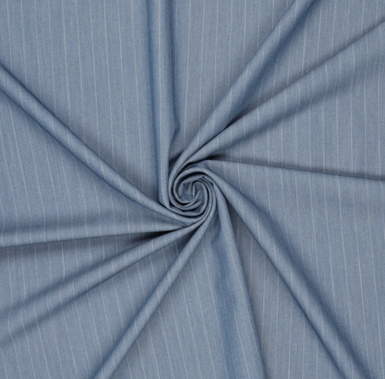 Broekstof - Denimblauw krijtstreep 85