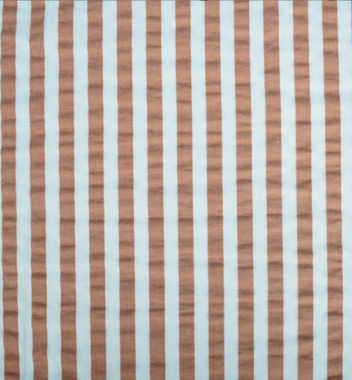 Seersucker katoen - Strepen blauw bruin 1 cm
