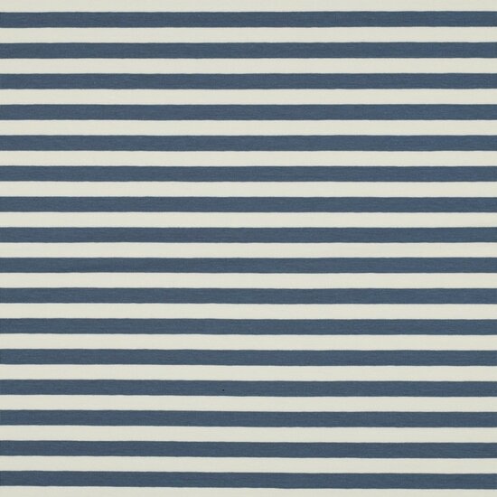 French terry - Jeansblauw ecru streep 10mm