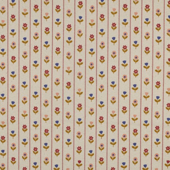 Jersey - wafelrooster bloemen tussen lijn