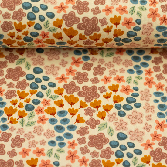 Jersey - Bloemenwave gold rose