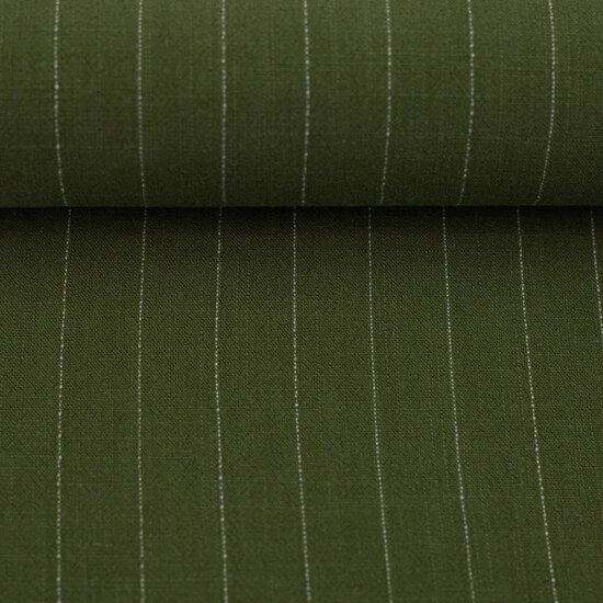 Linnen viscose - Khaki krijtstreep