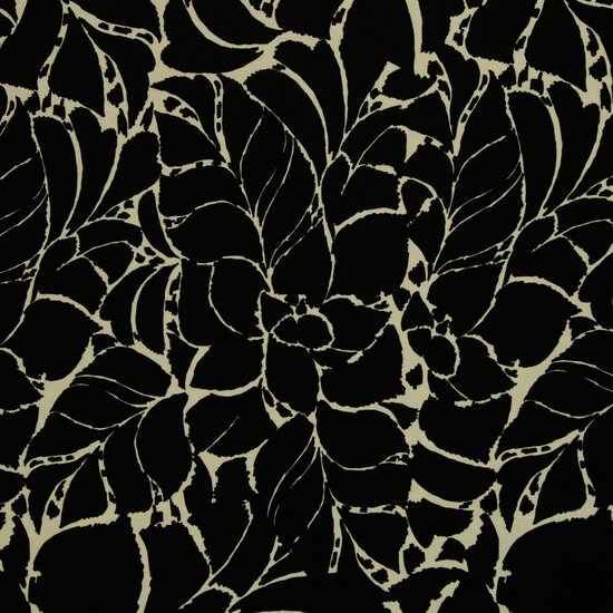 Viscosejersey -  Black leaves white
