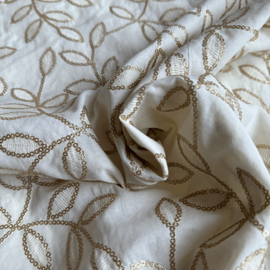 Katoen - Gouden pailletslingerblad