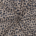 Viscose linnen -  Blauwe leopard op beige