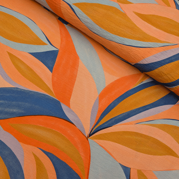 Viscose - Pastel leaves salmon