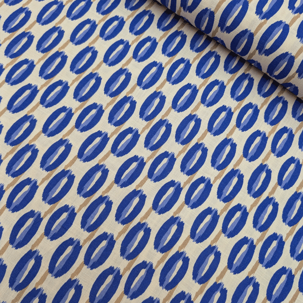 Viscose - Geometrisch tanger blauw