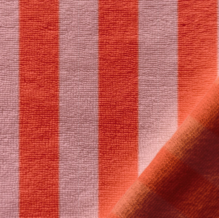 Bamboo badstof - Strepen roze koraal