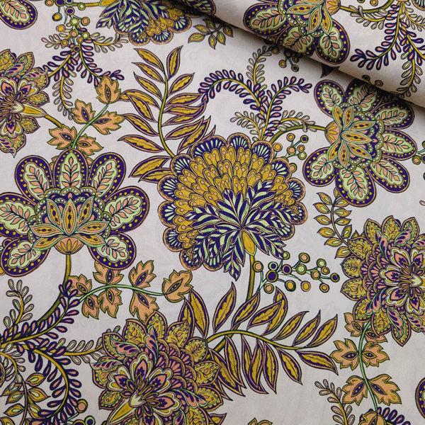 Katoen - Bloem Chantal aubergine