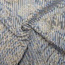 Katoen - Geborduurde paisley op blauwe streep