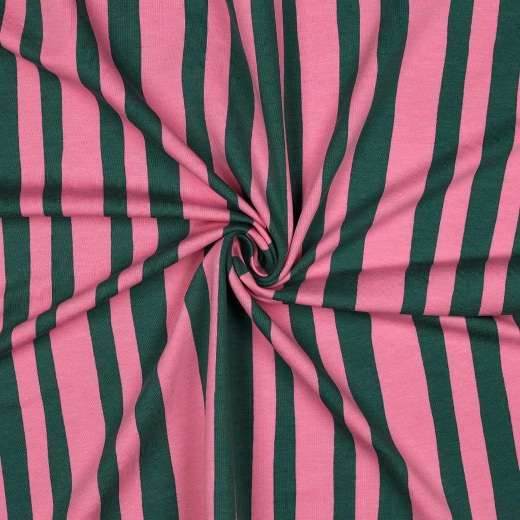 French terry -  Verschillende lijnen roze groen