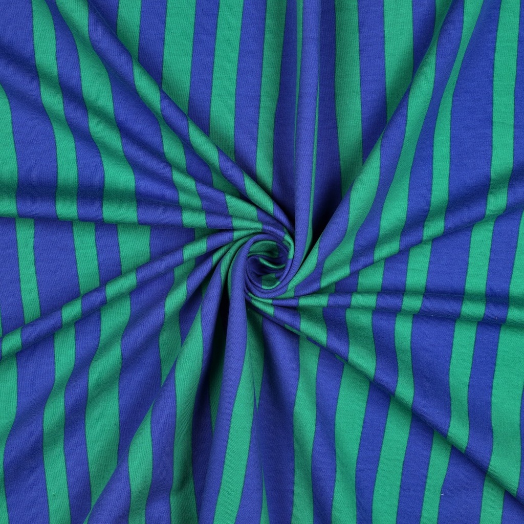 French terry -  Verschillende lijnen blauw groen