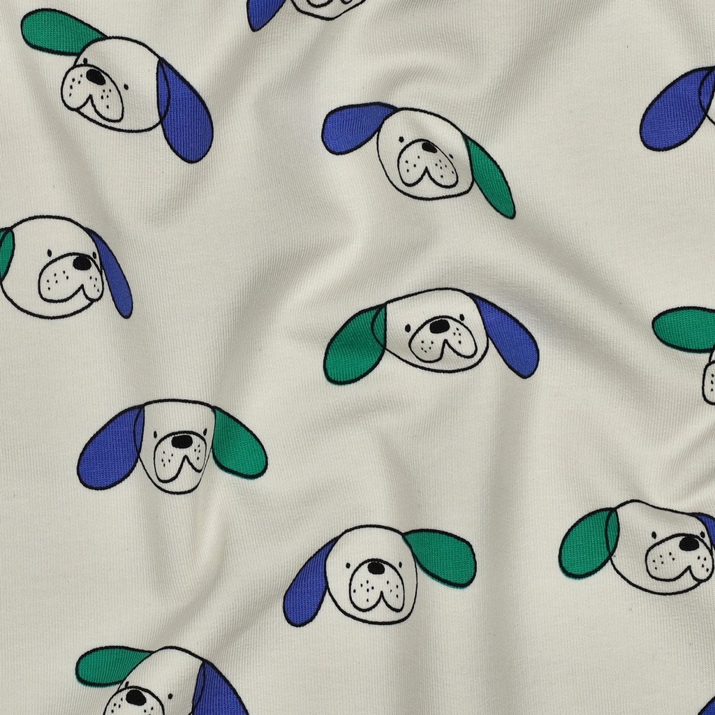 French terry - Long ear dog groen blauw