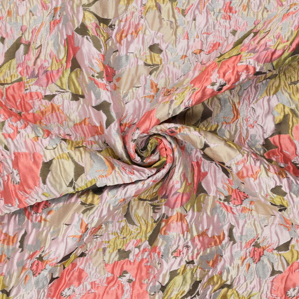 Jacquard - Petunia bloemen roze groen