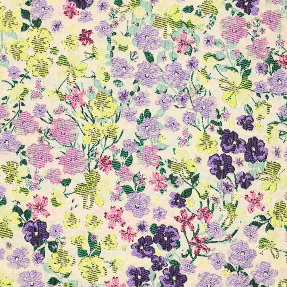 Jacquard - Rosie bloemen lila geel