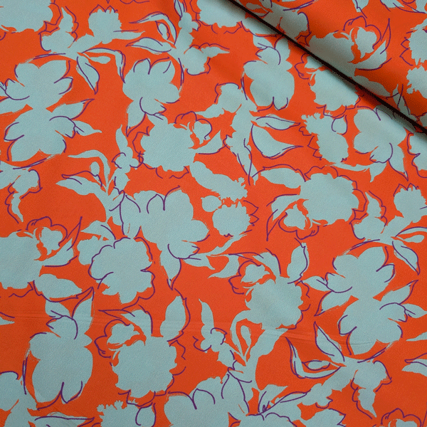 Katoen - Munt bladschaduw oranje