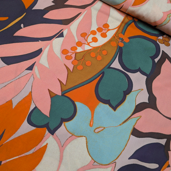 Katoen - Tropical summer orange pink