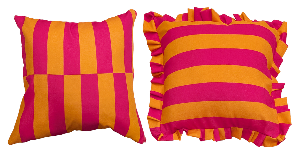 Stoffenpakket - Kussenset strepen roze oranje