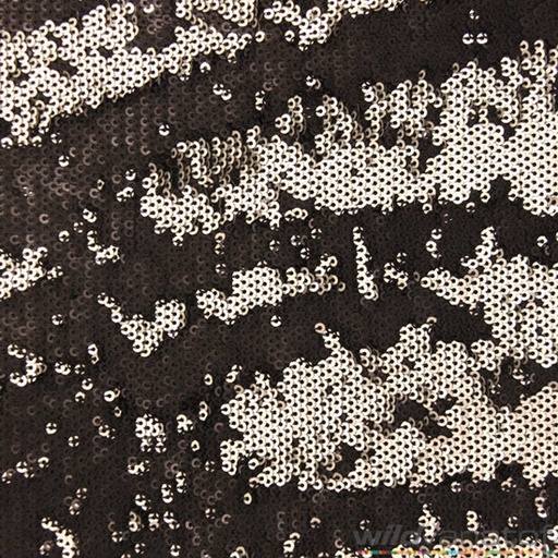 [-] Paillettenstof zwart-zilver