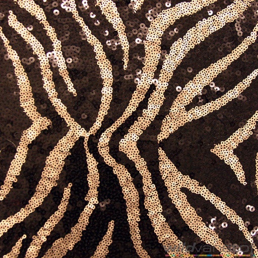 [-] Paillettenstof zwart-beige zebraprint