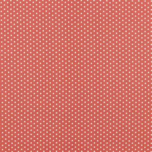 Katoen - witte sterretjes op koraal