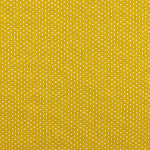 Katoen - witte sterretjes op geel