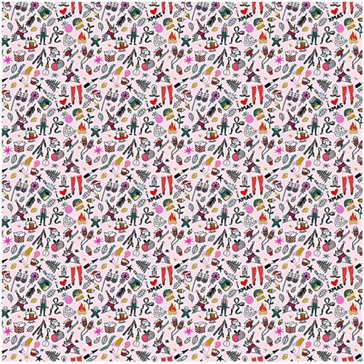 Katoen - kersticonen op lichtroze