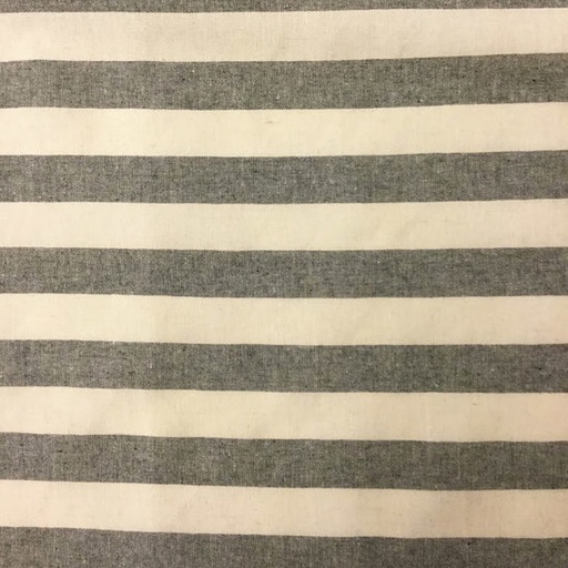 Katoen - Zwart met ecru brede strepen