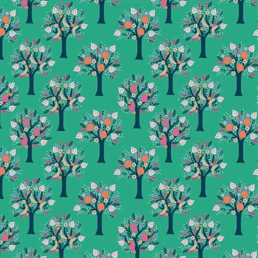 Katoen - gekleurde boom op groen