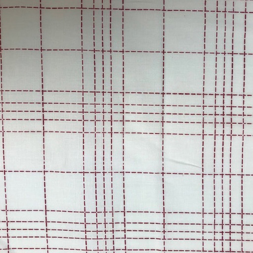 Katoen - Fibremood met bordeau stippellijn