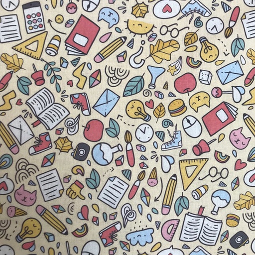 Katoen - Back to school op geel